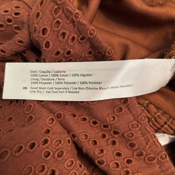 NWT Band of the Free Smocked Peplum Crop Cotton Eyelet Lace Top Size Small Brown - Picture 7 of 11